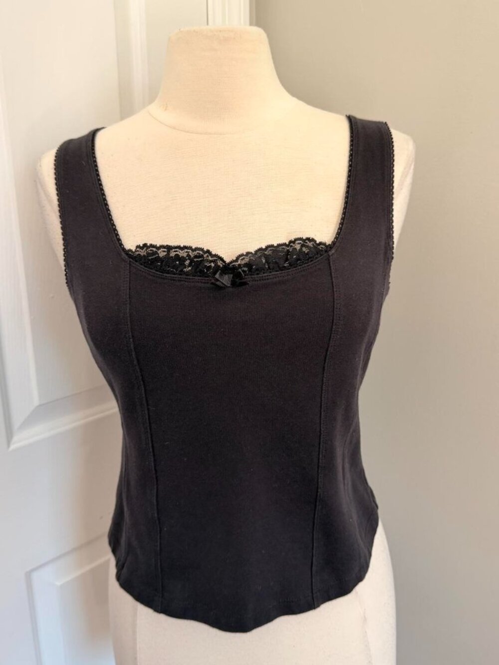 Y2K‎ BLACK Q&A CORSET LACE TANK TOP